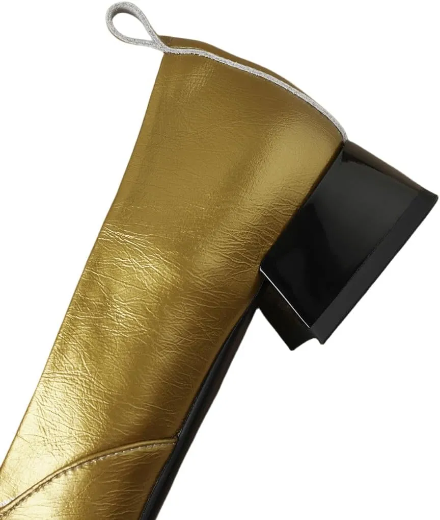 TinaCus Square Toe Genuine Leather Low Chunky Heels Handmade Women's Stylish Loafers Shoes