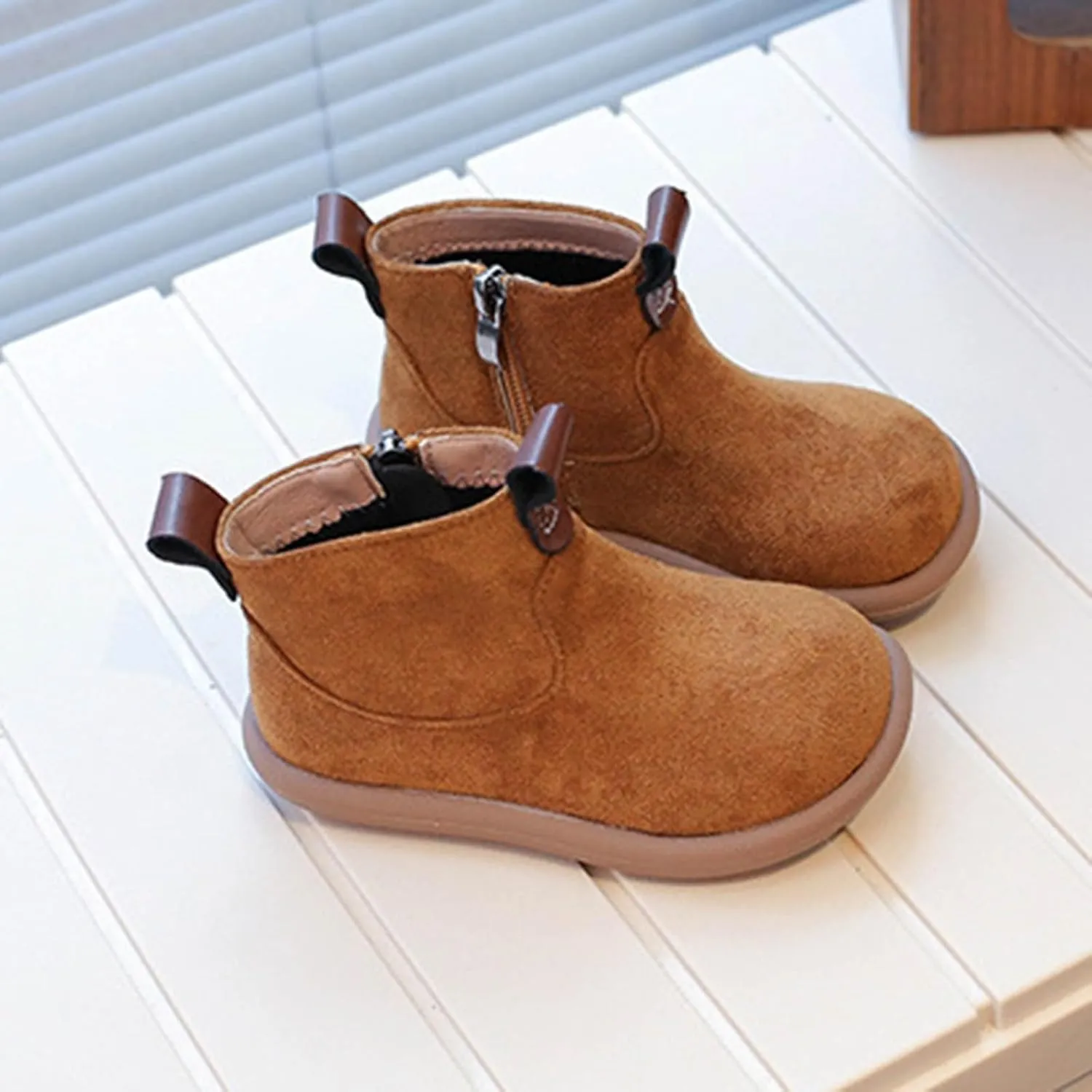 Toddler Boys Girls Cowboy Ankle Boots Side Zipper Non Slip Comfortable Soft Rubber Platform Booties Riding Shoes