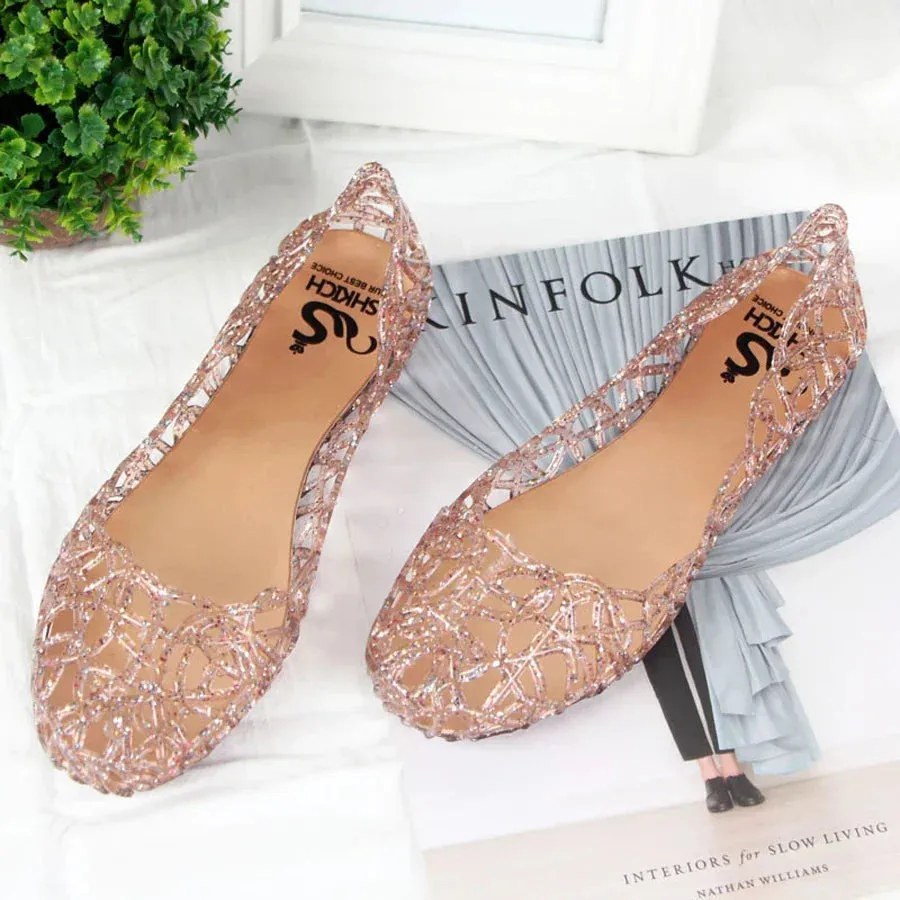 Trendy Hollow Out Fashion Crystal Sandals