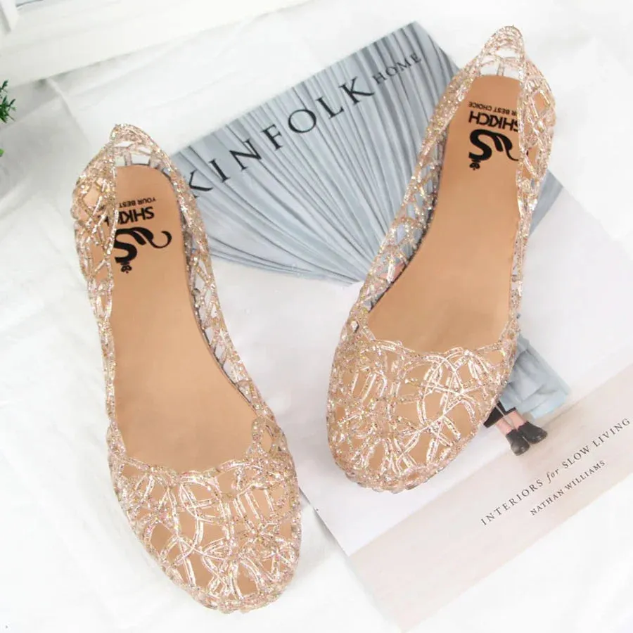 Trendy Hollow Out Fashion Crystal Sandals