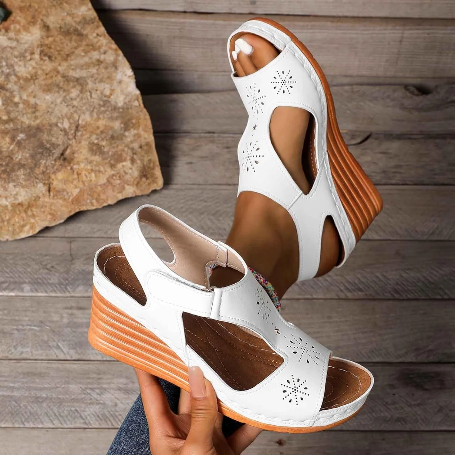 Wedge Sandals Women Closed Toe Comfortable with Massage Function Platform Sandals 2025 Summer Wedding Sandals