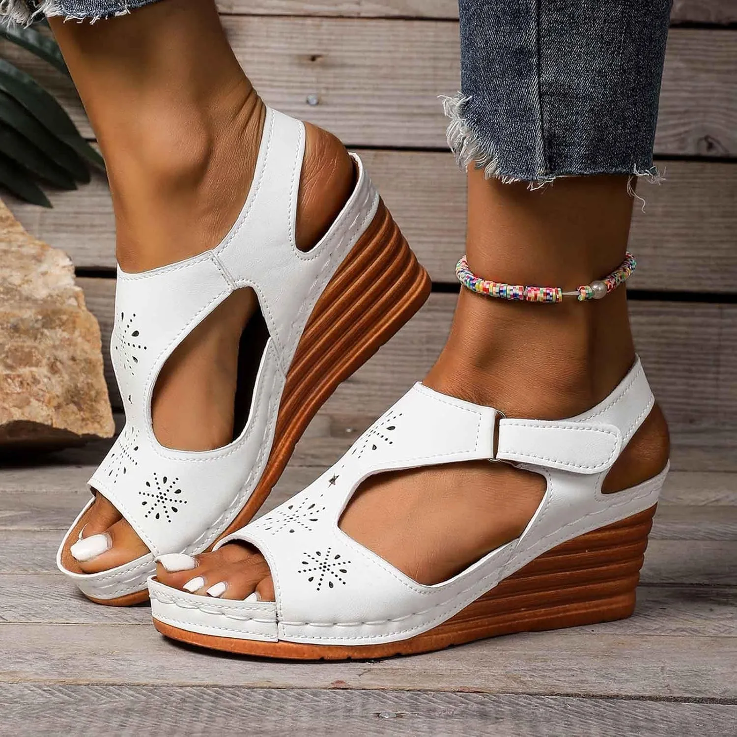 Wedge Sandals Women Closed Toe Comfortable with Massage Function Platform Sandals 2025 Summer Wedding Sandals