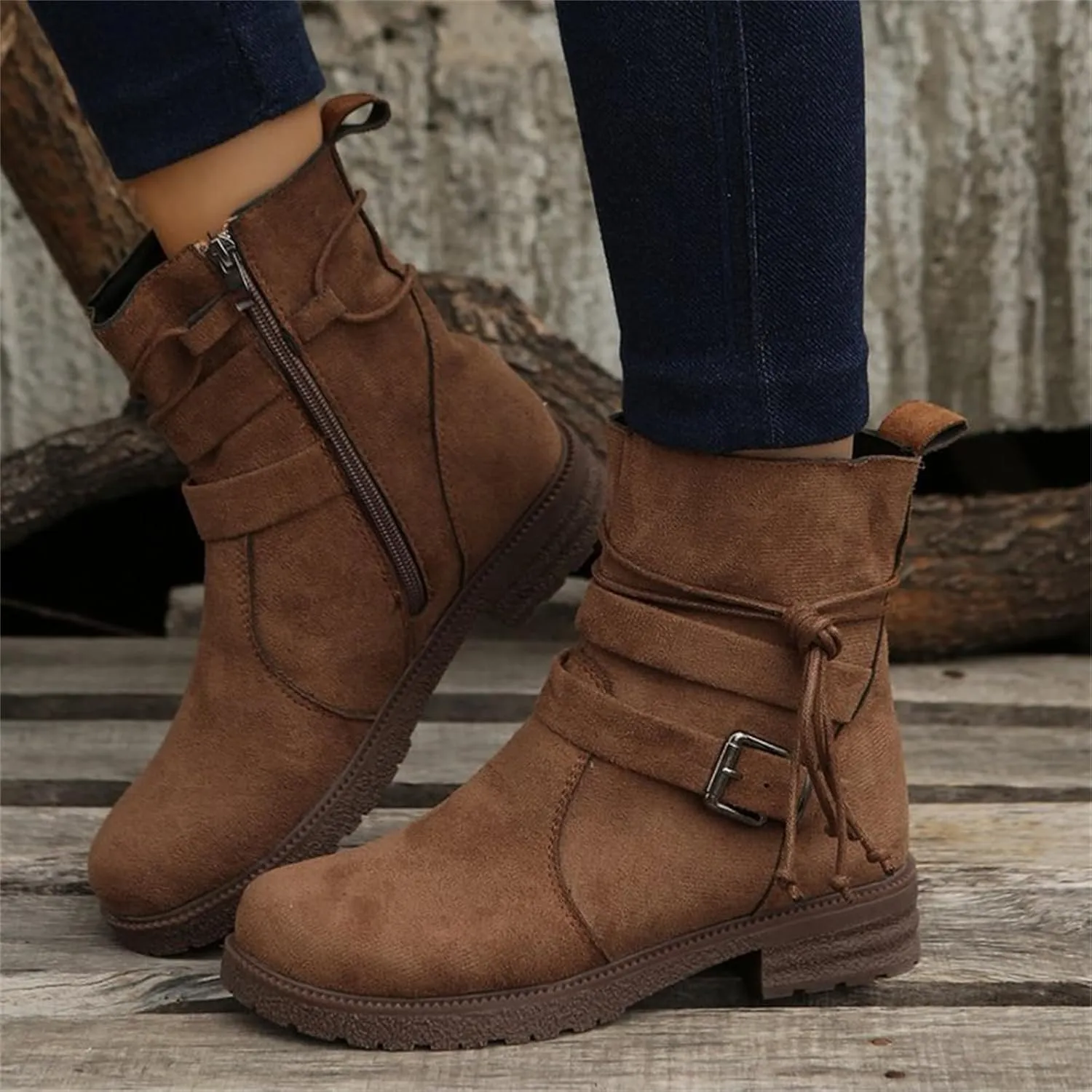 Womens Dress Bo_ots Low He_el Comfortable Combat bo_ots Mid-Calf Military Winter bo_ot Motorcycle Biker Ankle bo_oties